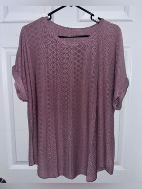 Amazon Rose Mauve Eyelet Knit Tunic Top